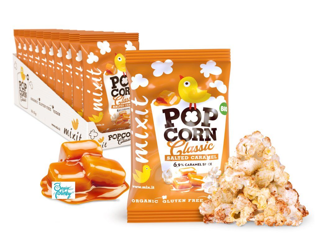 Popcorn Slaný karamel MALÝ 13g 10ks produktovka CZ SK PL HU RO DE